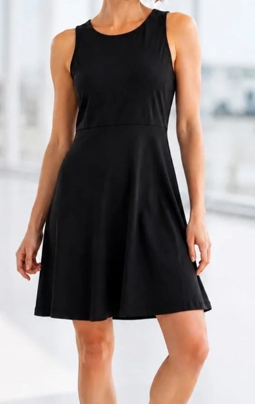 Eddie Bauer Aster Black Sleeveless 7 Day Crossover Active Dress Size Large NWT